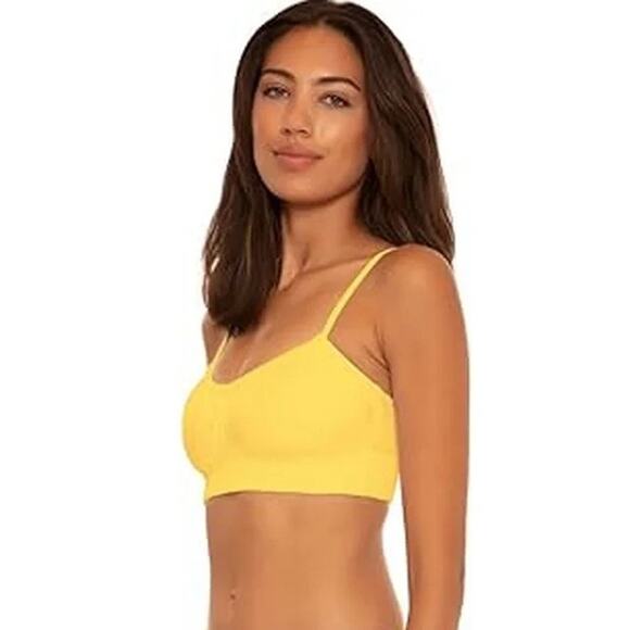BECCA Women's Medium Cinched Adjustable Bikini Top Banana Swimwear Separates - Picture 2 of 10